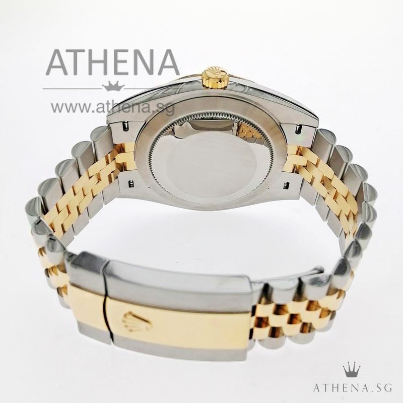 LIKE NEW !!! ROLEX YELLOW ROLESOR MENS OYSTER PERPETUAL DATEJUST 41 "AN" SERIES "BLACK DIAMONDS DIAL" WITH BOX & CERT 126333 (STILL UNDER AGENT WARRANTY) - Image 3