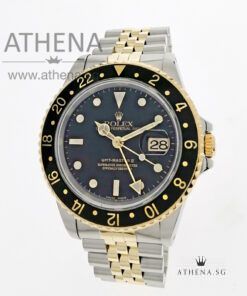 ROLEX "HALF GOLD" OYSTER PERPETUAL DATE GMT-MASTER II "K" SERIES "BLACK DIAL" 16713