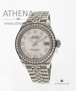 UNWORN !!! ROLEX LADIES OYSTER PERPETUAL DATEJUST 28 "AN" SERIES "SILVER ROMAN DIAL" WITH BOX & CERT 279384RBR