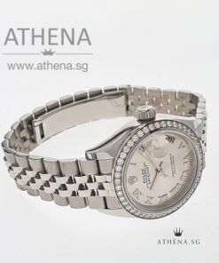 Alternative view of UNWORN !!! ROLEX LADIES OYSTER PERPETUAL DATEJUST 28 "AN" SERIES "SILVER ROMAN DIAL" WITH BOX & CERT 279384RBR