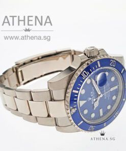 Alternative view of LIKE NEW !!! 18K WHITE GOLD ROLEX OYSTER PERPETUAL DATE SUBMARINER CERAMIC "BLUE SMURF" WITH BOX & CERT 116619LB (STILL UNDER AGENT WARRANTY) [NEW CARD!!!]
