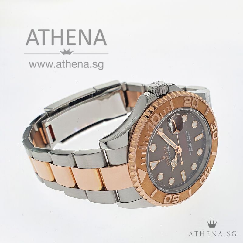 ROLEX EVEROSE ROLESOR OYSTER PERPETUAL DATE YACHT MASTER 37 "CHOCOLATE DIAL" WITH BOX & CERT 268621 - Image 2