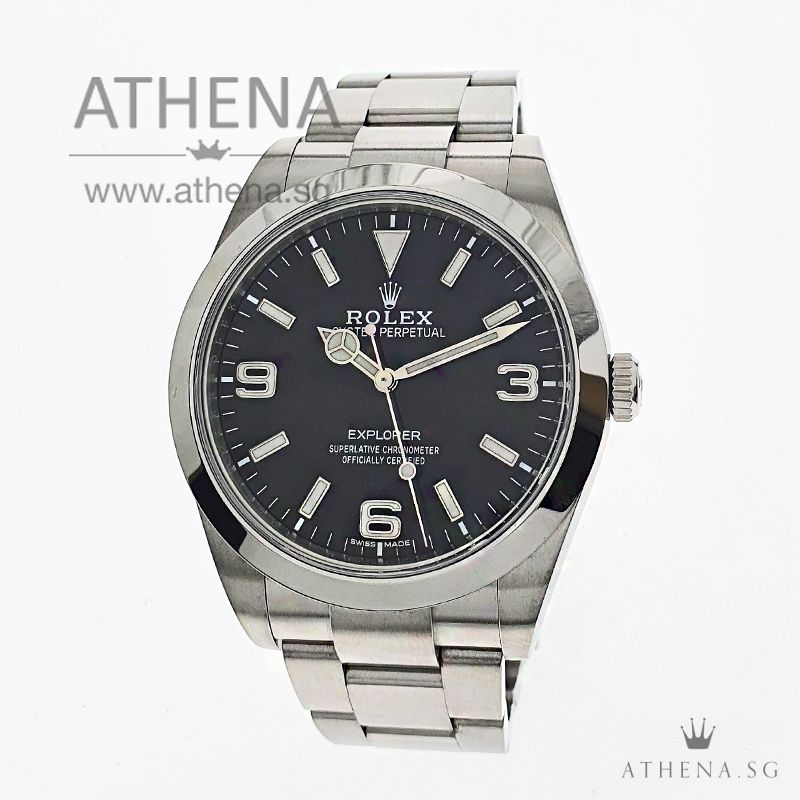 UNWORN!!! ROLEX OYSTER PERPETUAL EXPLORER "AN" SERIES "BLACK DIAL" WITH BOX & CERT 214270 (DISCONTINUED)