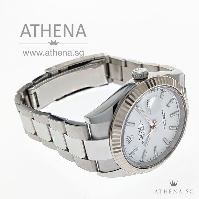 ROLEX MENS OYSTER PERPETUAL DATEJUST 41 "AN" SERIES "WHITE INDEX DIAL" WITH BOX & CERT 126334 (STILL UNDER AGENT WARRANTY - Image 2