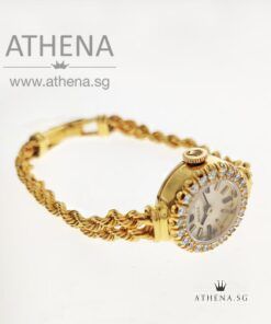 Alternative view of RARE !!! VINTAGE ROLEX 14K YELLOW GOLD LADIES MINI WRISTWATCH WITH FACTORY SETTING DIAMOND BEZEL 8418