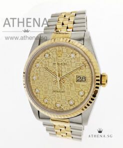 ROLEX "HALF-GOLD" MENS OYSTER PERPETUAL DATEJUST "W"" SERIES "CHAMPAGNE JUBILEE DIAMOND DIAL" 16233