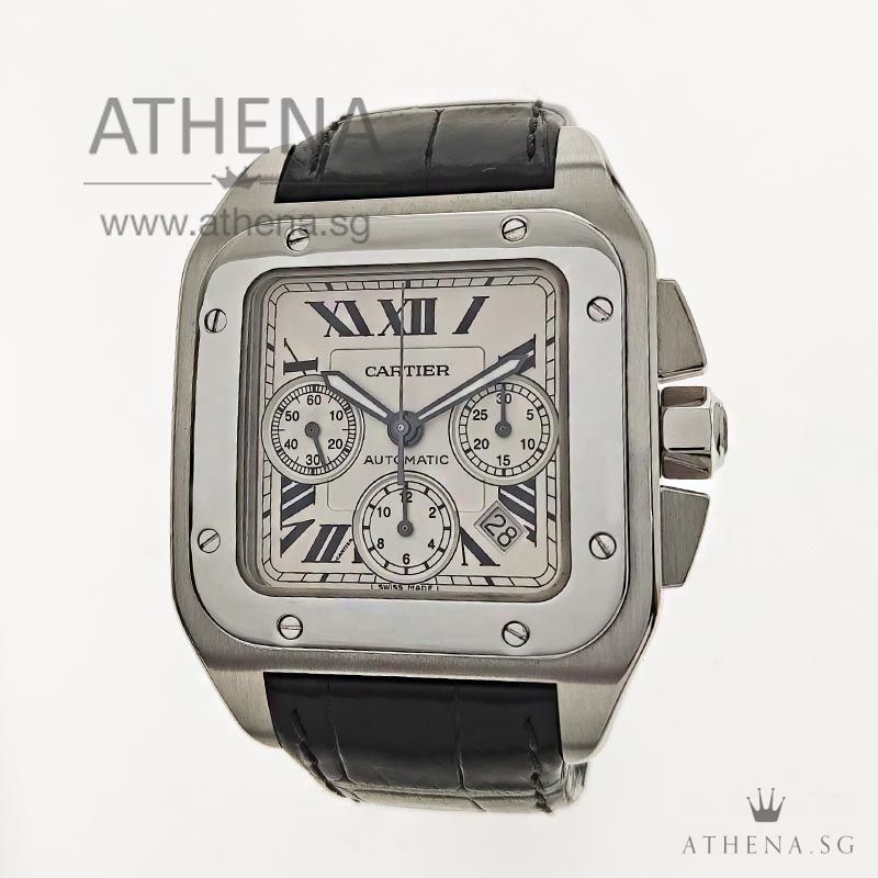 CARTIER SANTOS XL 100 CHRONOGRAPH AUTOMATIC W20090X8 WITH BOX