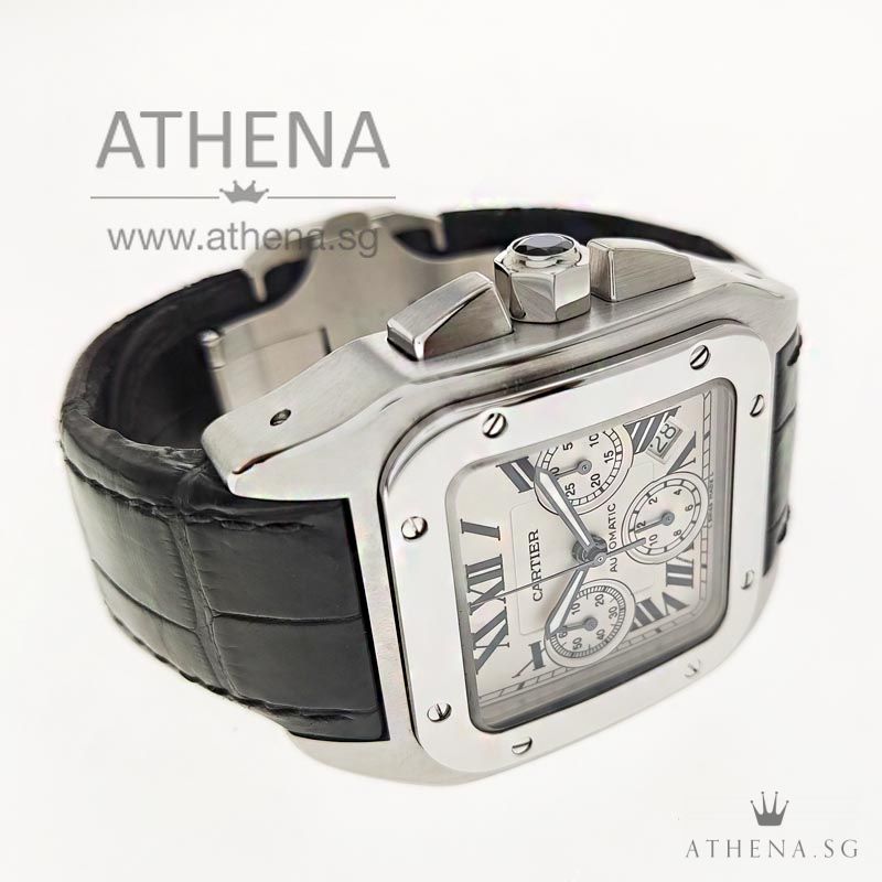 CARTIER SANTOS XL 100 CHRONOGRAPH AUTOMATIC W20090X8 WITH BOX - Image 2