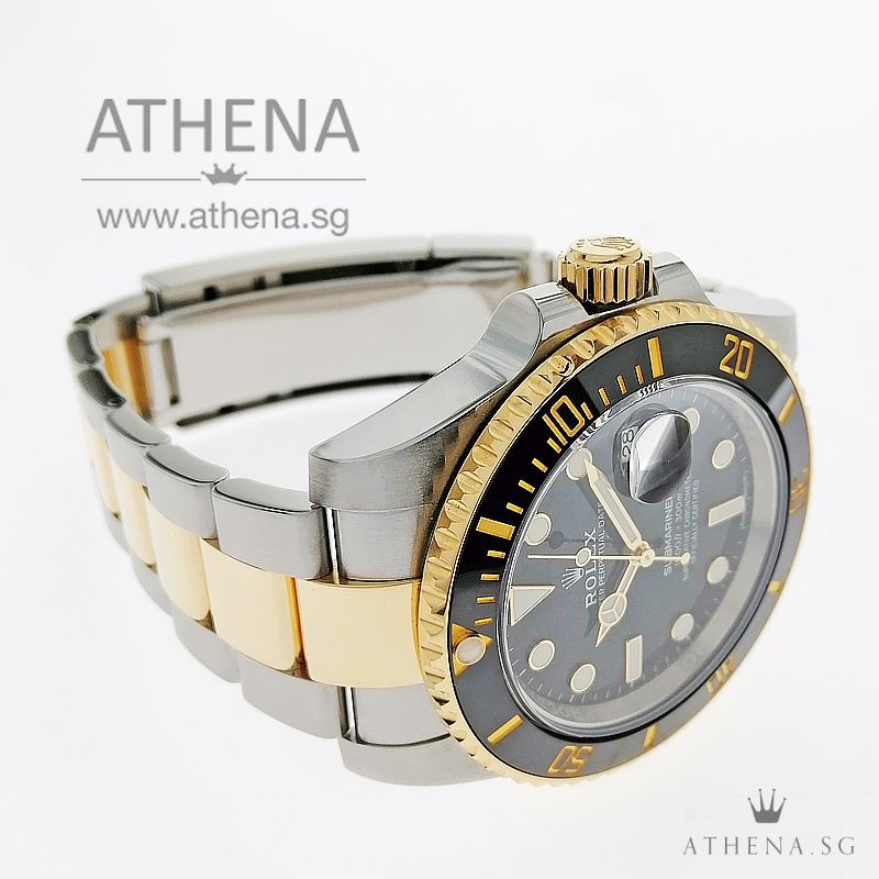 ROLEX YELLOW ROLESOR OYSTER PERPETUAL SUBMARINER CERAMIC DATE "AN" SERIES "BLACK DIAL" WITH BOX & CERT 116613LN (STILL UNDER AGENT WARRANTY) - Image 2