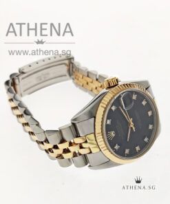 Alternative view of ROLEX "HALF-GOLD" MID-SIZE OYSTER PERPETUAL DATEJUST "S" SERIES "BLACK DIAMOND DIAL" 68273