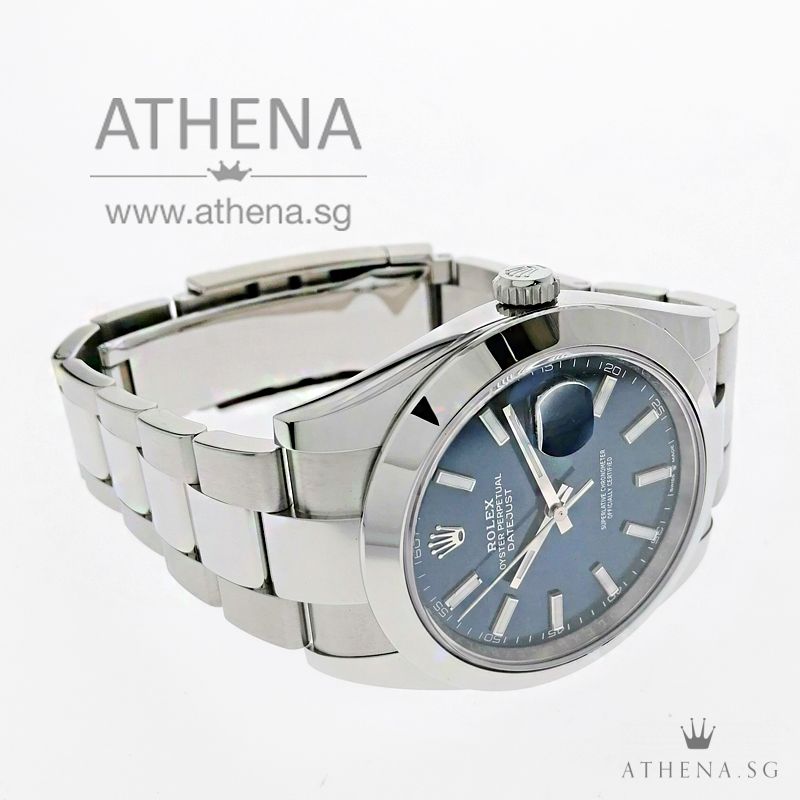 LIKE NEW !!! ROLEX MENS OYSTER PERPETUAL DATEJUST 41 "AN" SERIES "BLUE INDEX DIAL" WITH BOX & CERT 126300 (STILL UNDER AGENT WARRANTY) - Image 2