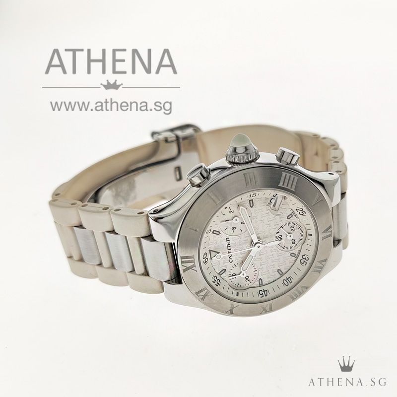 CARTIER MUST DE 21 CHRONOSCAPH QUARTZ "WHITE CARTIER MOTIF DIAL" W10197U2 - Image 2