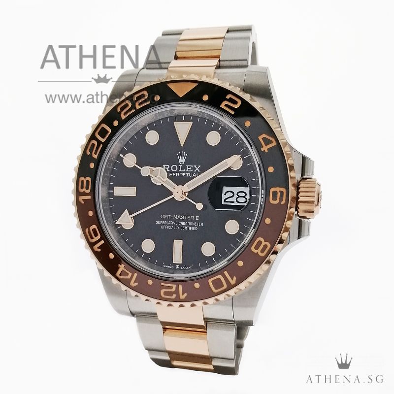 LIKE NEW!!! ROLEX EVEROSE ROLESOR OYSTER PERPETUAL GMT-MASTER II CERAMIC "ROOT BEER" WITH BOX & CERT 126711CHNR