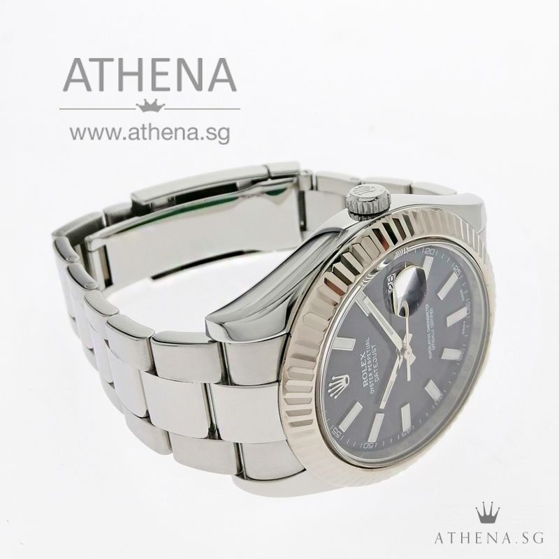 ROLEX MENS OYSTER PERPETUAL DATEJUST 41 "AN" SERIES "BLACK INDEX DIAL" WITH BOX & CERT 116334 - Image 2