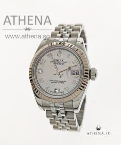 ROLEX LADIES OYSTER PERPETUAL DATEJUST "D" SERIES "SILVER GOLD DUST ARABIC DIAMONDS DIAL" 179174