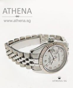 Alternative view of ROLEX LADIES OYSTER PERPETUAL DATEJUST "D" SERIES "SILVER GOLD DUST ARABIC DIAMONDS DIAL" 179174