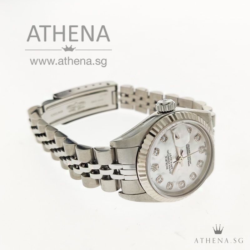 ROLEX LADIES OYSTER PERPETUAL DATEJUST "F" SERIES " WHITE MOP DIAMONDS DIAL" 79174 - Image 2