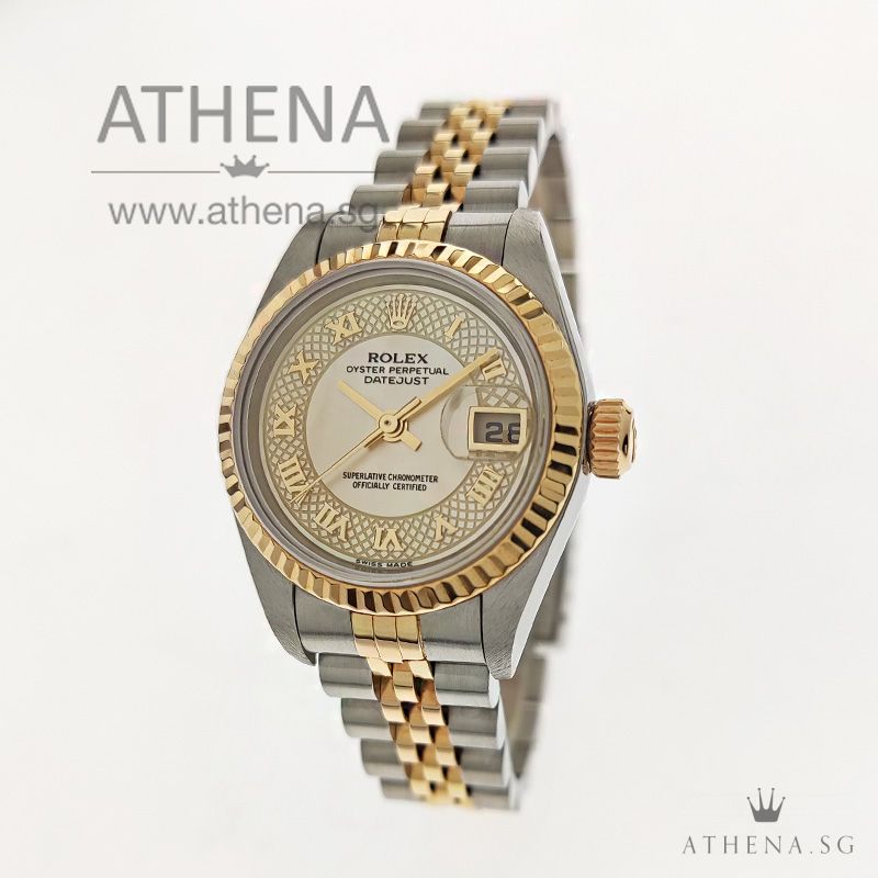 ROLEX "HALF-GOLD" OYSTER PERPETUAL LADIES DATEJUST "K" SERIES "GOLD MOP ROMAN DIAL" 79173