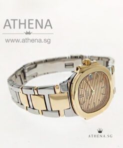 Alternative view of PATEK PHILIPPE LADIES NAUTILUS TWO TONE QUARTZ "CHAMPAGNE DIAL" WITH SERVIVE BOX & CERT 4700