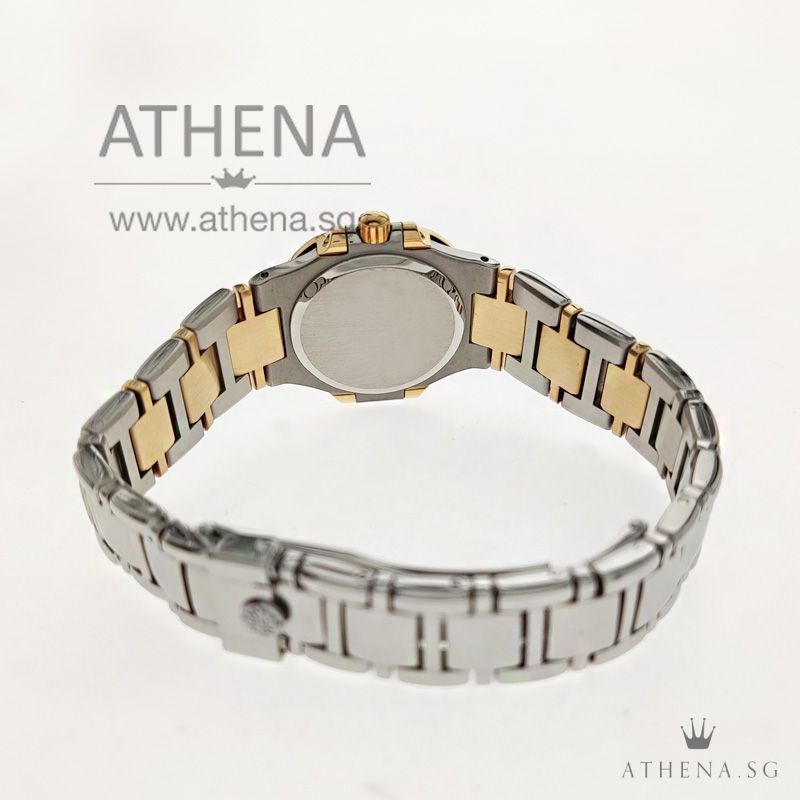 PATEK PHILIPPE LADIES NAUTILUS TWO TONE QUARTZ "CHAMPAGNE DIAL" WITH SERVIVE BOX & CERT 4700 - Image 3