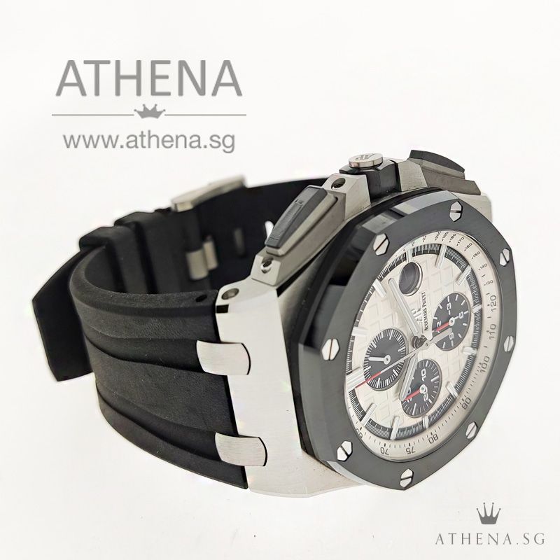 AUDEMARS PIGUET ROYAL OAK OFFSHORE NOVELTY "SILVER MEGA TAPISSERIE DIAL" WITH BOX & CERT 26400SO.OO.A002CA.01 - Image 2