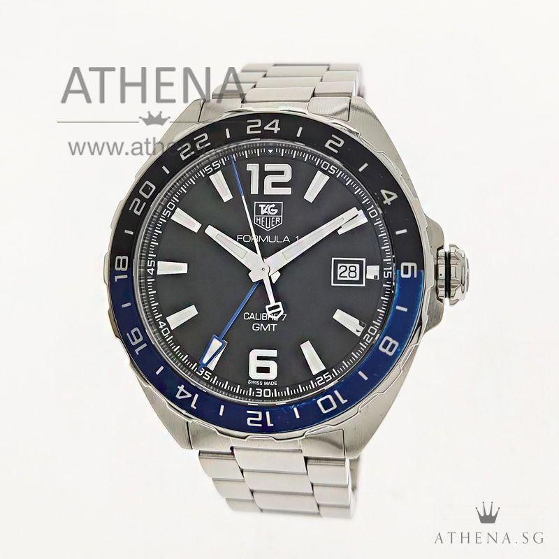 TAG HEUER FORMULA 1 GMT AUTOMATIC "BATMAN" WITH BOX & CERT WAZ211A