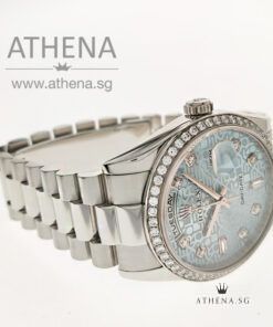 Alternative view of PLATINUM 950 ROLEX MEN DAY-DATE "G" SERIES "ICE BLUE DIAMONDS DIAL" WITH BOX & CERT 118346