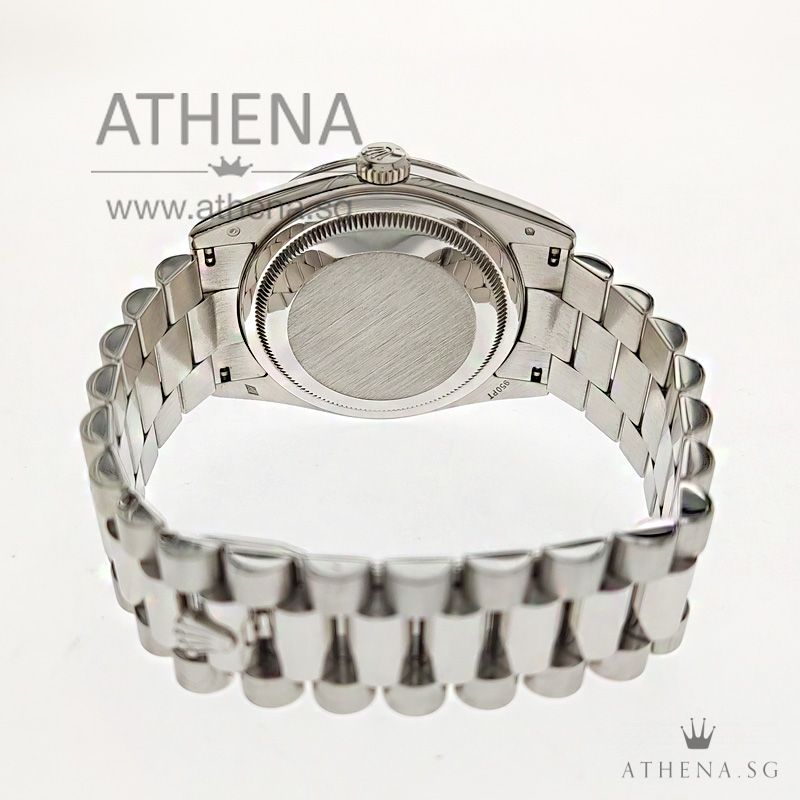 PLATINUM 950 ROLEX MEN DAY-DATE "G" SERIES "ICE BLUE DIAMONDS DIAL" WITH BOX & CERT 118346 - Image 3