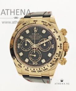 18K YELLOW GOLD ROLEX COSMOGRAPH DAYTONA "AN" SERIES "BLACK DIAMONDS DIAL" WITH BOX & CERT 116518