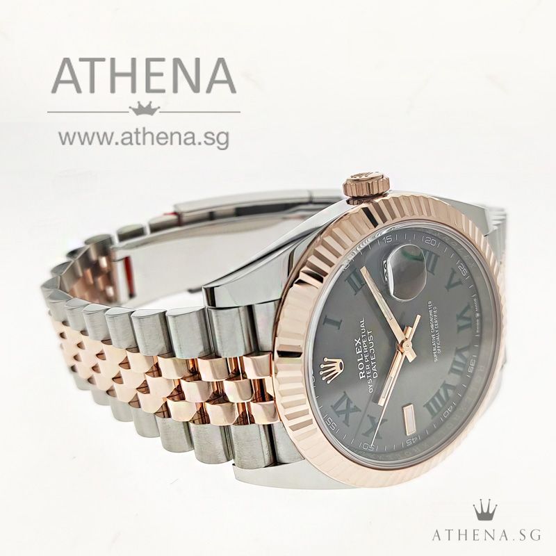 ROLEX EVEROSE ROLESOR OYSTER PERPETUAL DATEJUST 41 "AN" SERIES " "WIMBLEDON SLATE GREY ROMAN DIAL" WITH BOX & CERT 126331(STILL UNDER AGENT WARRANTY) - Image 2