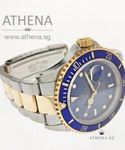 Alternative view of ROLEX "HALF GOLD" OYSTER PERPETUAL SUBMARINER DATE "X" SERIES "BLUE TRITIUM DIAL" 16613