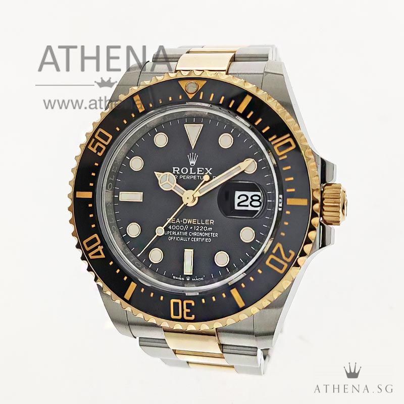 LIKE NEW !!! ROLEX YELLOW ROLESOR OYSTER PERPETUAL DATE SEA-DWELLER 43 "AN" SERIES "BLACK DIAL" WITH BOX & CERT 126603 (STILL UNDER AGENT WARRANTY)