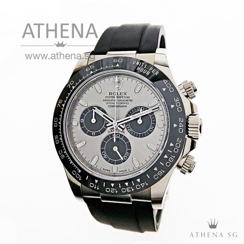 18K WHITE GOLD ROLEX COSMOGRAPH DAYTONA OYSTERFLEX "AN" SERIES "SILVER PANDA DIAL" WITH BOX & CERT 116519LN (STILL UNDER AGENT WARRANTY)