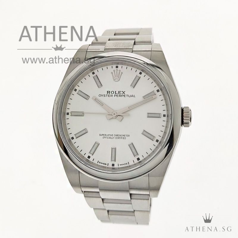 ROLEX MEN OYSTER PERPETUAL "AN" SERIES "SILVER INDEX DIAL" WITH BOX & CERT 114300 (STILL UNDER AGENT WARRANTY)