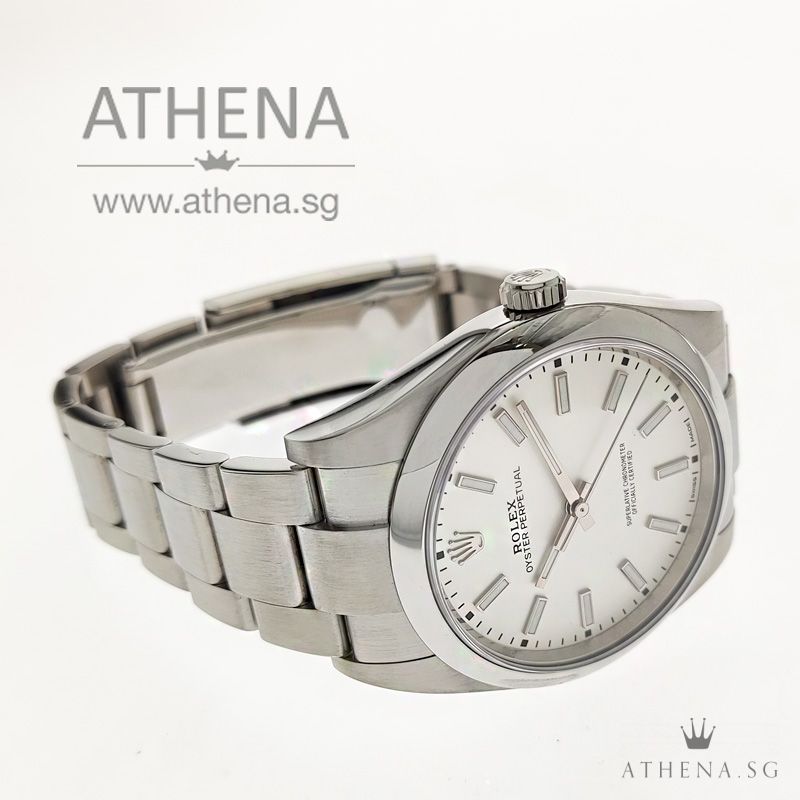 ROLEX MEN OYSTER PERPETUAL "AN" SERIES "SILVER INDEX DIAL" WITH BOX & CERT 114300 (STILL UNDER AGENT WARRANTY) - Image 2