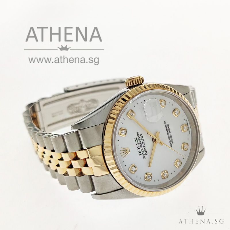 ROLEX "HALF-GOLD" MENS OYSTER PERPETUAL DATEJUST "T" SERIES "WHITE DIAMOND DIAL" 16233 - Image 2