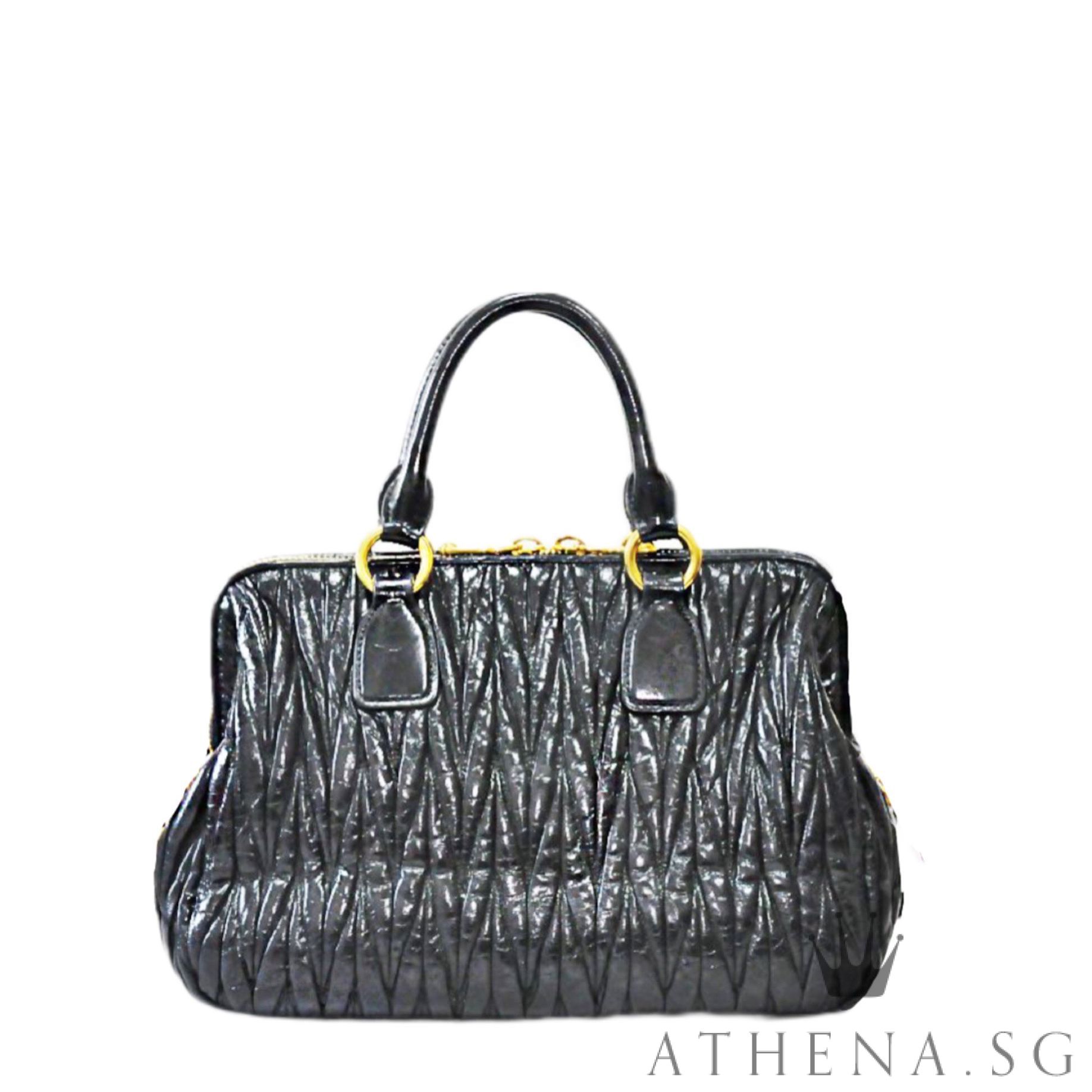 MIU MIU MATELASSE LUX NERO PLEATED LARGE BAG WITH CARD - Image 3