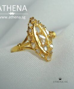 18K Y/G ANTIQUE DESIGN INTAN RING 3.20G (SIZE 13)