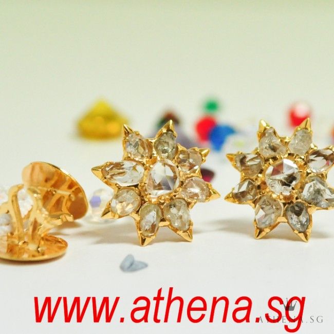 18K Y/G ANTIQUE STAR DESIGN INTAN EARSTUD 5.08G