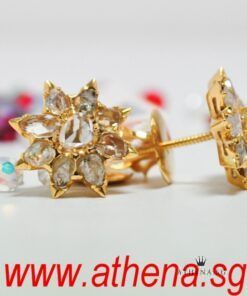 Alternative view of 18K Y/G ANTIQUE STAR DESIGN INTAN EARSTUD 5.08G