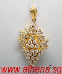 20K Y/G GRAPE DESIGN DIAMOND PENDANT D47-2.20CTS 7.06G