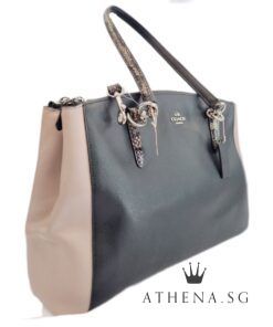 Alternative view of BRAND NEW!! COACH EXOTIC TRIM CHRISTIE CARRYALL TWO-WAY [COL: SV/BLACK MULTI]