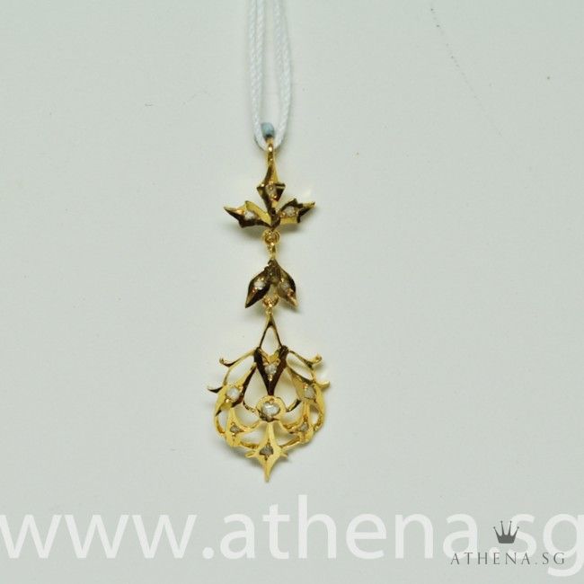 20K YG ANTIQUE DESIGN INTAN PENDANT 1.23G - Image 2