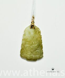 20K Y/G GUAN YIN DESIGN JADE PENDANT WITH CERT 7.96G