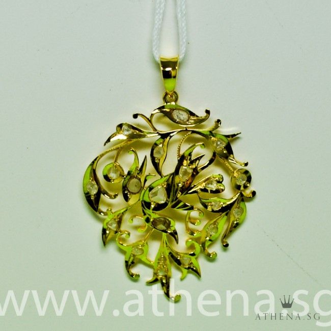 20K YG ANTIQUE DESIGN INTAN PENDANT 3.70G - Image 2