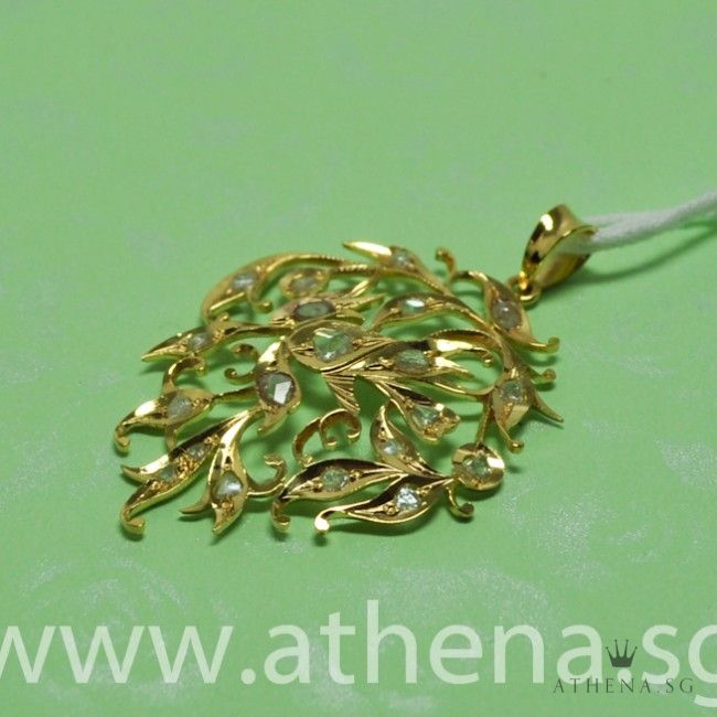 20K YG ANTIQUE DESIGN INTAN PENDANT 3.70G