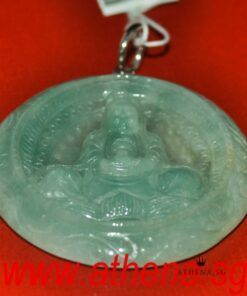 Alternative view of 18K WG GUAN YIN DESIGN JADE PENDANT 25.44G [WITH NGI CERT]