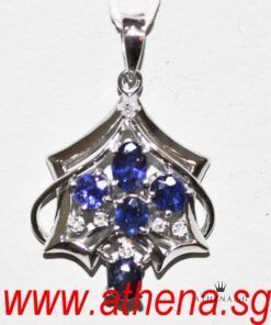14K WG BLUE SAPPHIRE PENDANT WITH DIAMOND D6-0.12CTS 3.23G