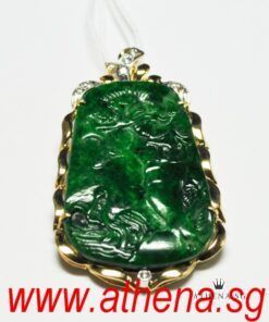 20K YG JADE PENDANT WITH DIAMOND D9-0.225CTS 8.57G [WITH CERT]