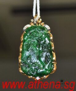 Alternative view of 20K YG JADE PENDANT WITH DIAMOND D9-0.225CTS 8.57G [WITH CERT]